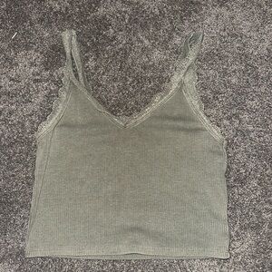American Eagle Lace Trim Green Tank Top
